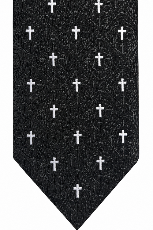 Black Cross Woven Tie