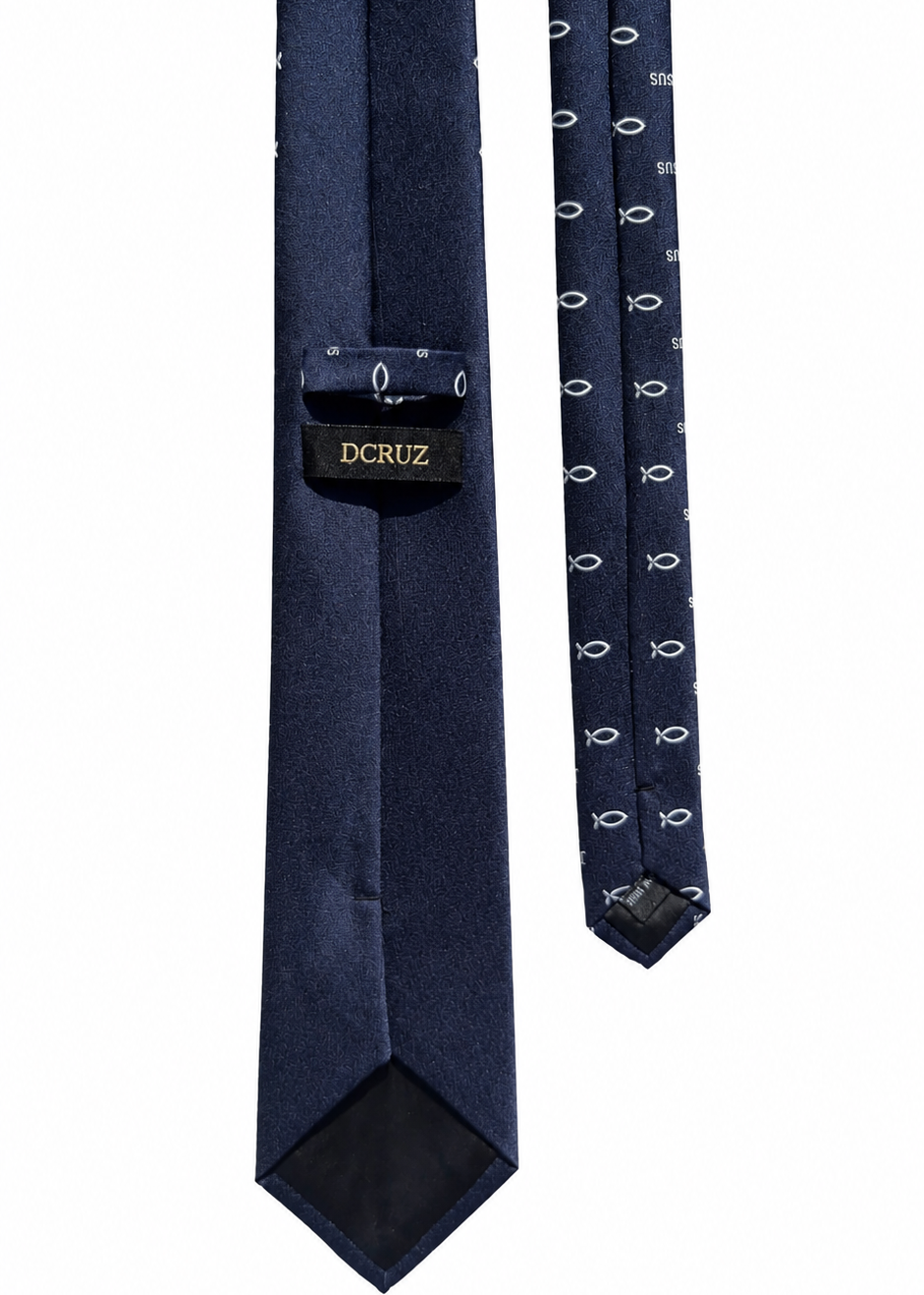 Navy Jesus & Ichthys Tie