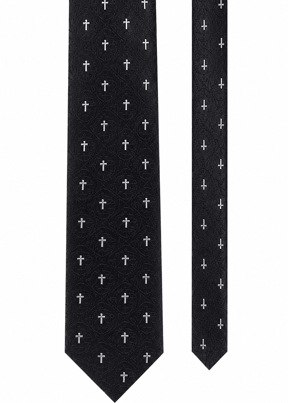 Black Cross Woven Tie