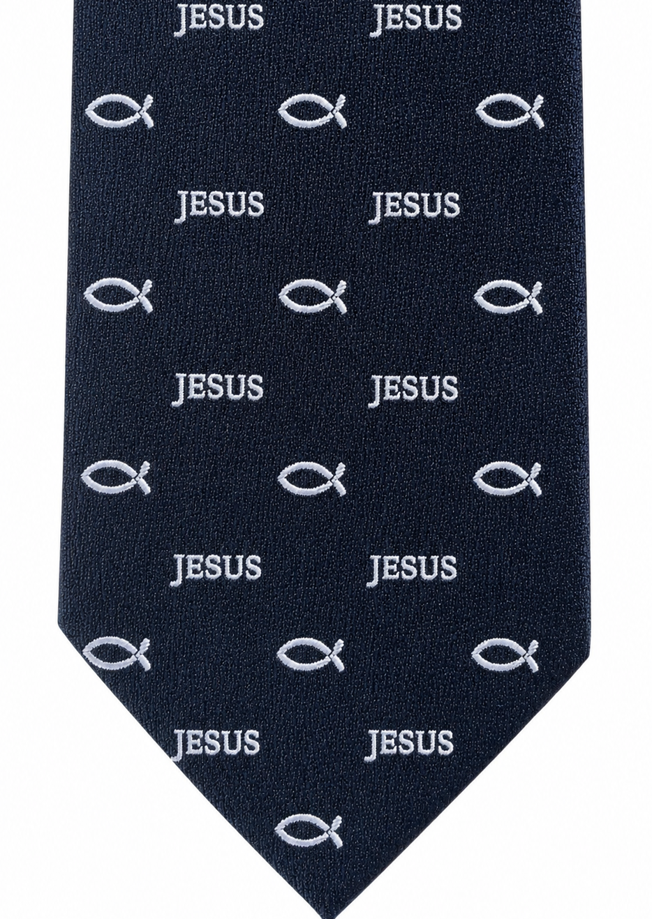 Navy Jesus & Ichthys Tie