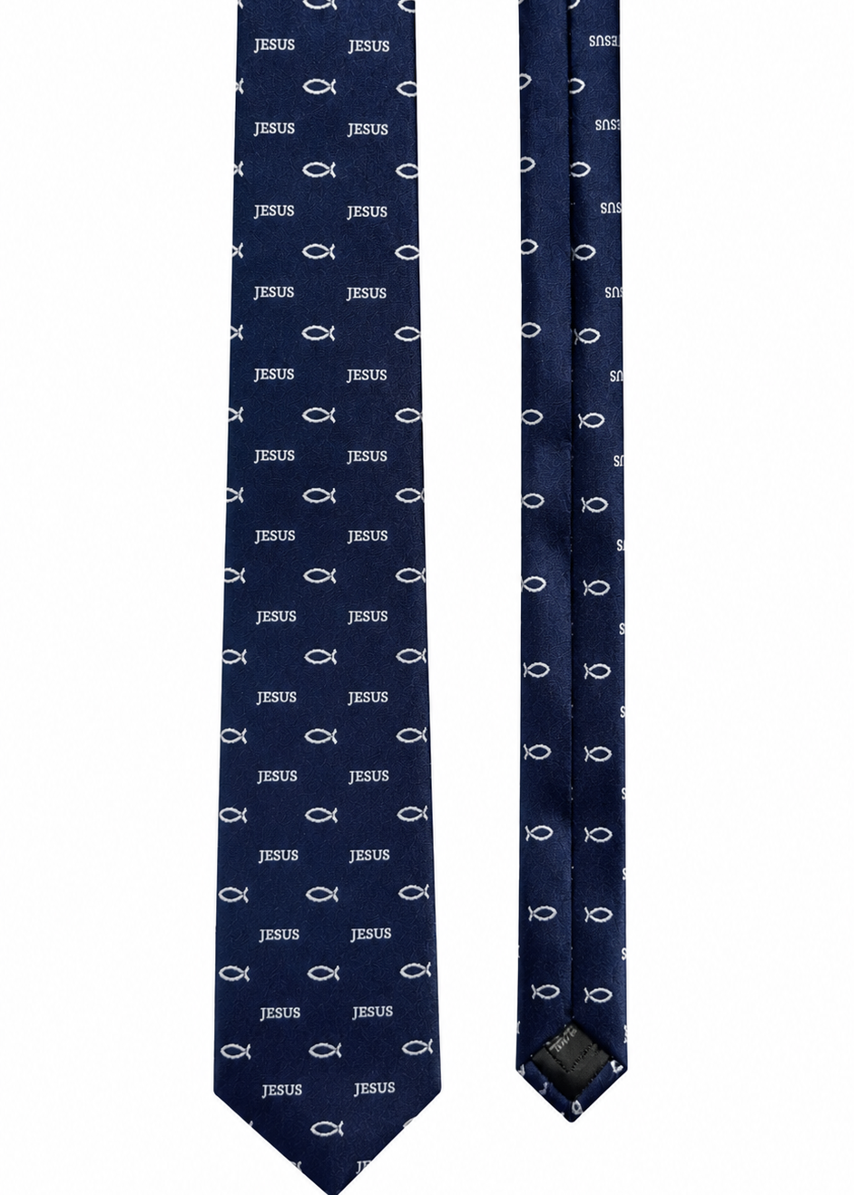 Navy Jesus & Ichthys Tie