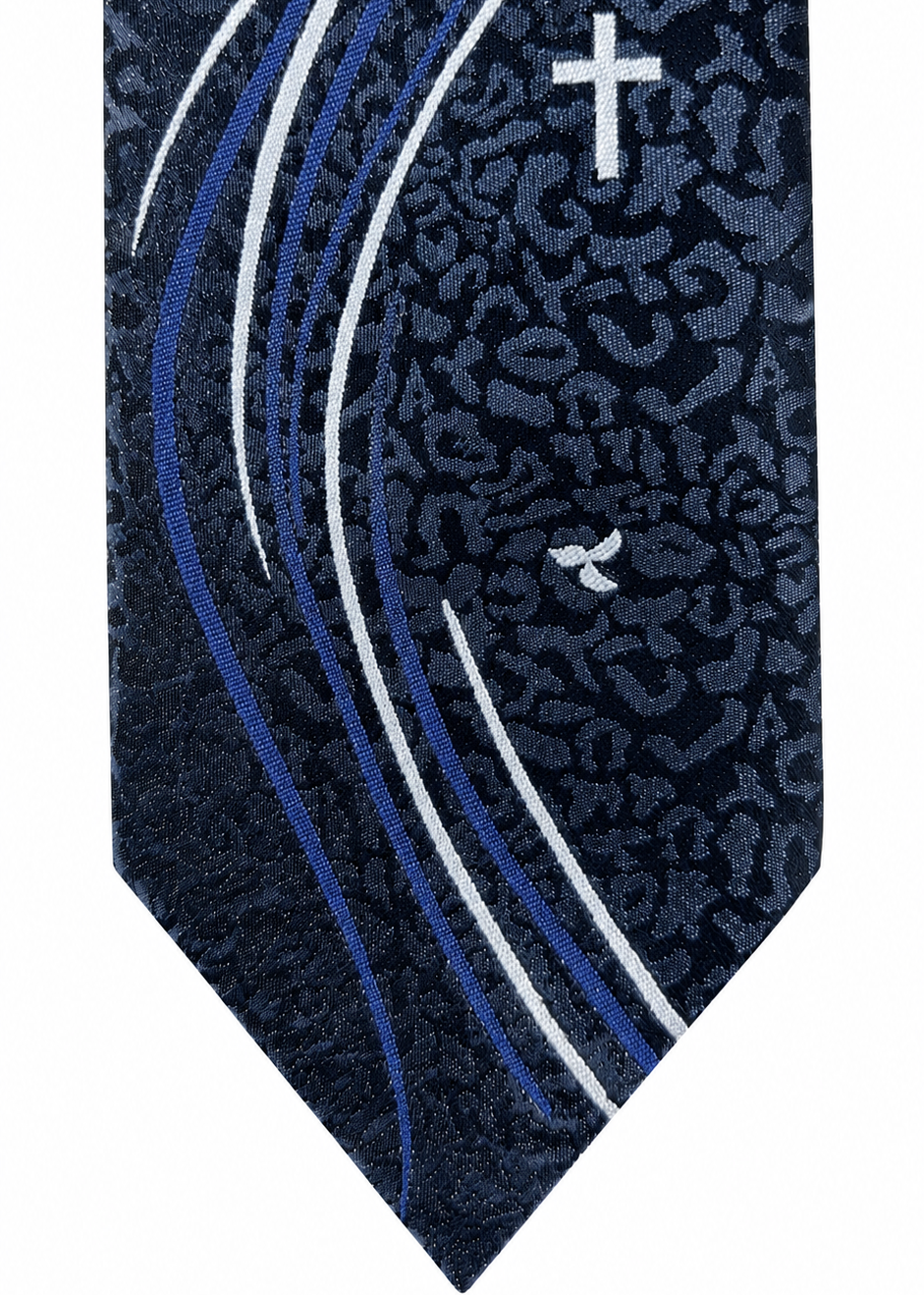 Navy Blue Cross & Dove Wave Tie