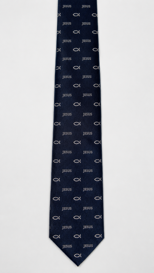 Jesus & Ichthys Christian Tie