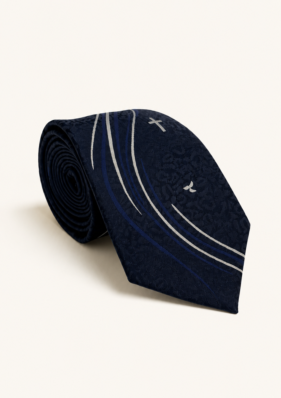 Navy Cross & Dove Christian Tie